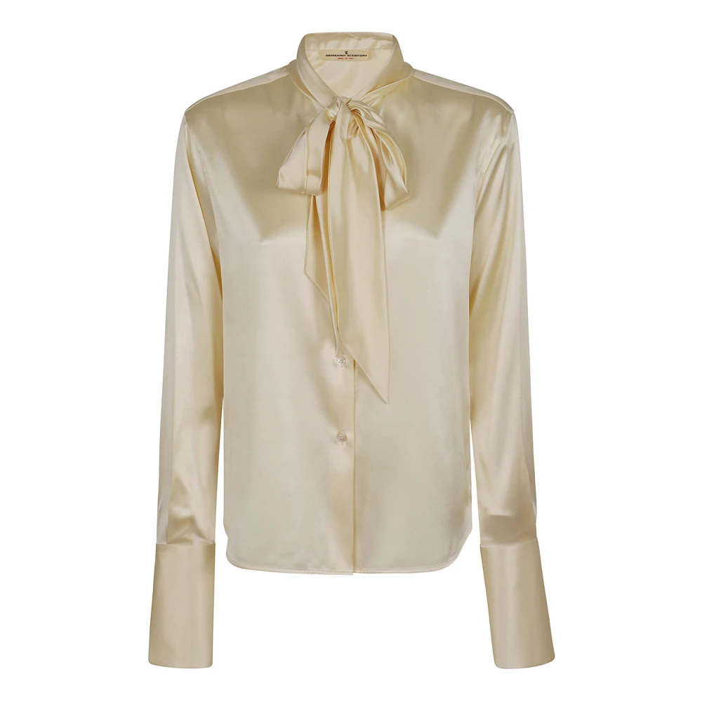 Ermanno Scervino Zijden Satijnen Boogshirt Naakt Neutrals Beige Dames