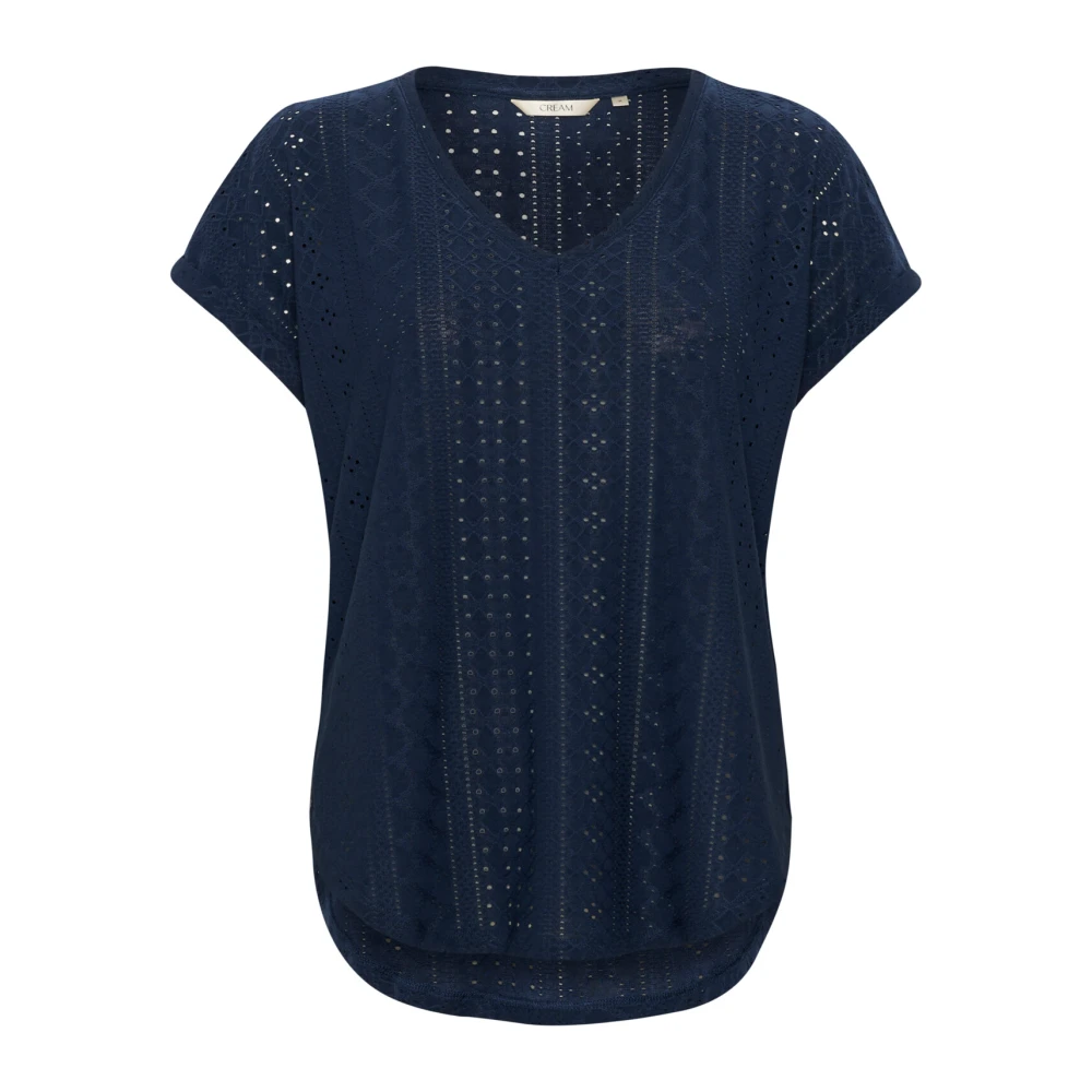 Cream V-hals T-shirt Jurkblauw Blue Dames