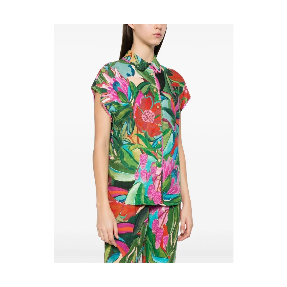 Farm Rio Groene Asperge Knoopshirt Multicolor Dames