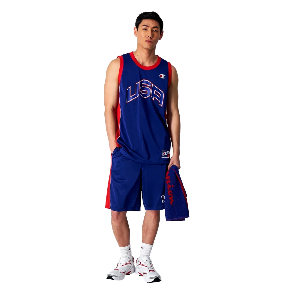 Champion Basketbal Tanktop met USA Logo Blue Heren