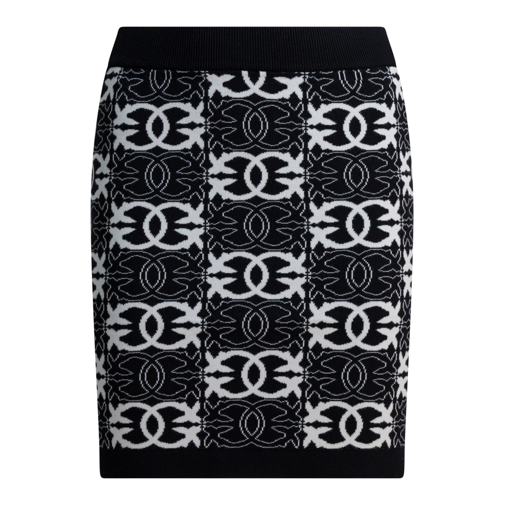 Pinko Women's Black Pencil Skirts, S, Mini Skirt With Love Birds Logo