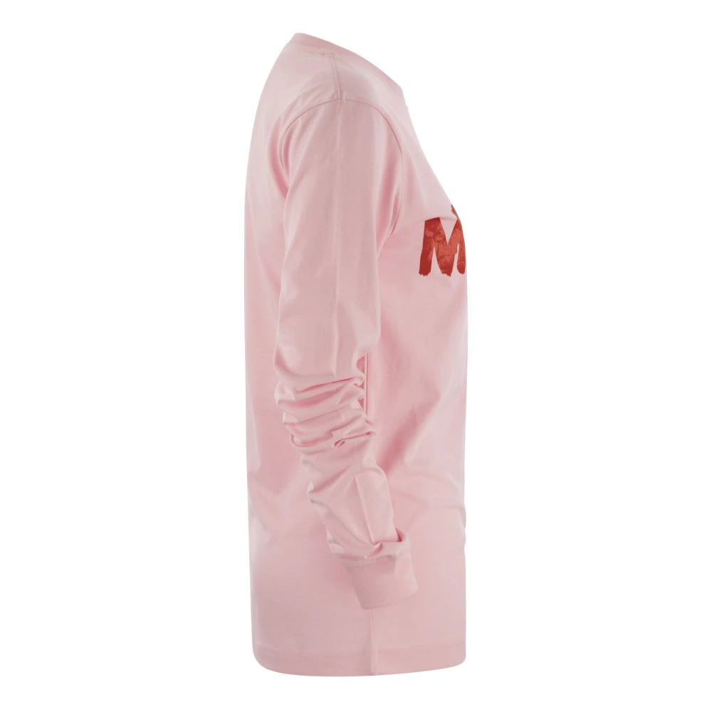 Marni Lange mouwen katoenen T-shirt met frontprint Pink Dames