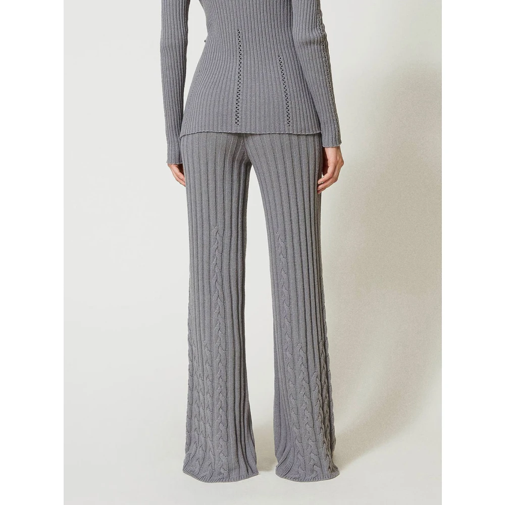 Twinset Flare Broek in Licht Grijs Wol Gray Dames