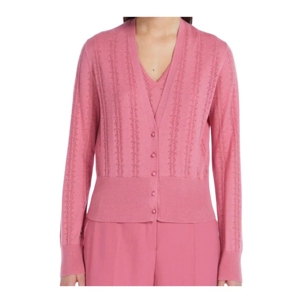 Max Mara Studio Roze Cardigan Sweater Peonia Pink Dames