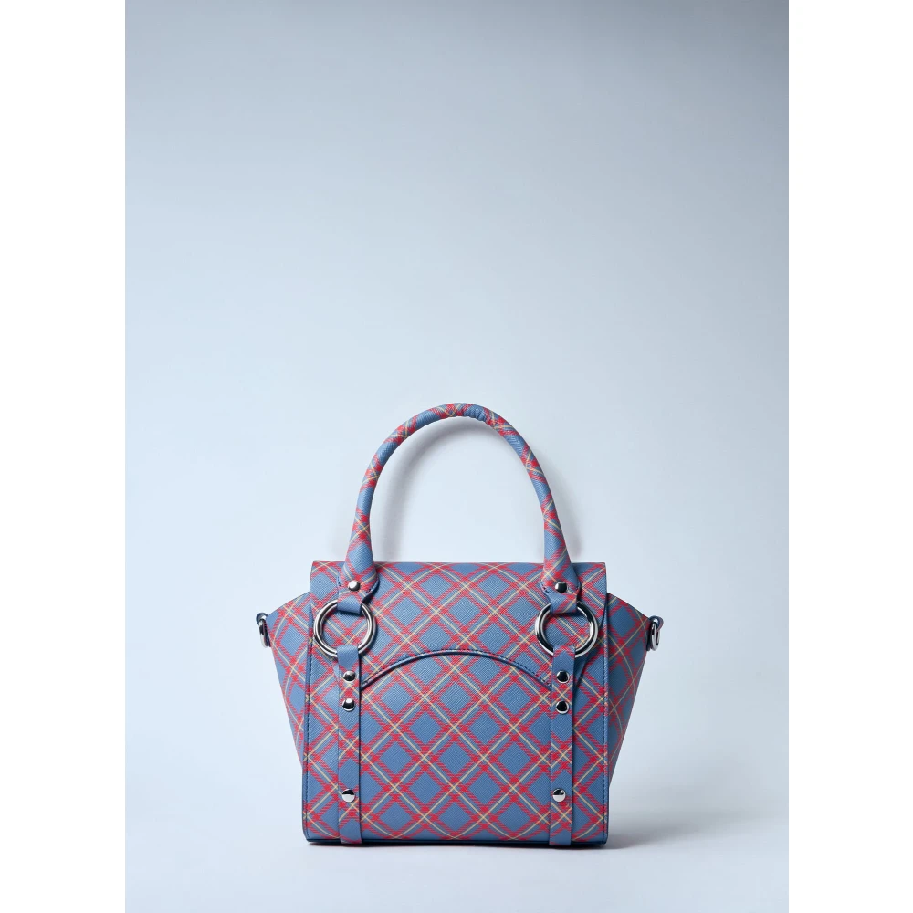 Vivienne Westwood Tartan Mini Handtas met Logo Plaque Blue Dames
