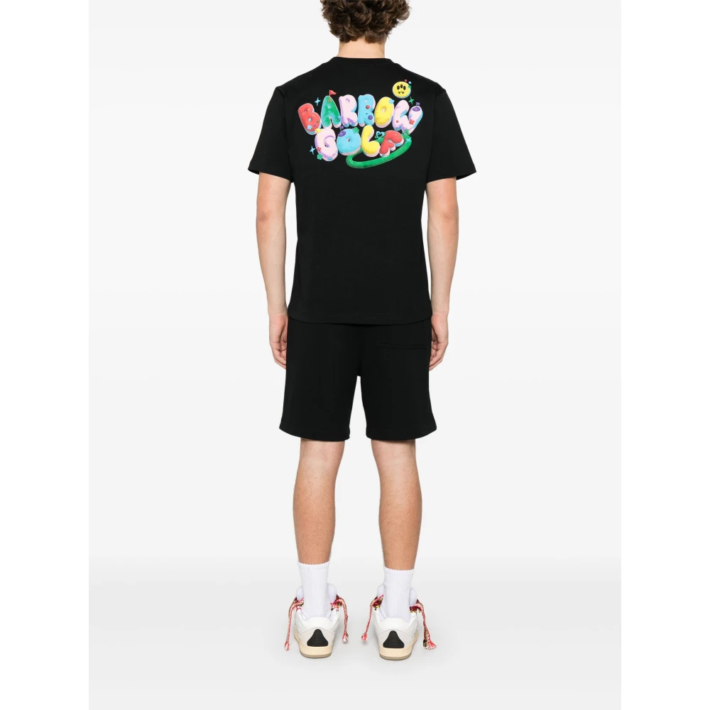 Barrow Zwart T-shirt met Ronde Hals en 3D-print Black Heren