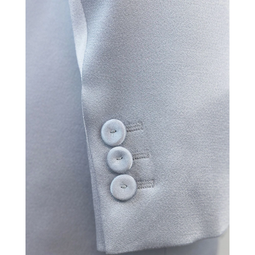Max Mara Studio Getailleerde enkellange satijnen blazer Gray Dames