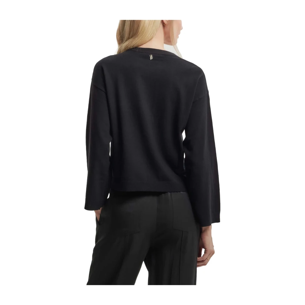 Kocca Polyester Blouse met Kettingdetail V-Hals Black Dames