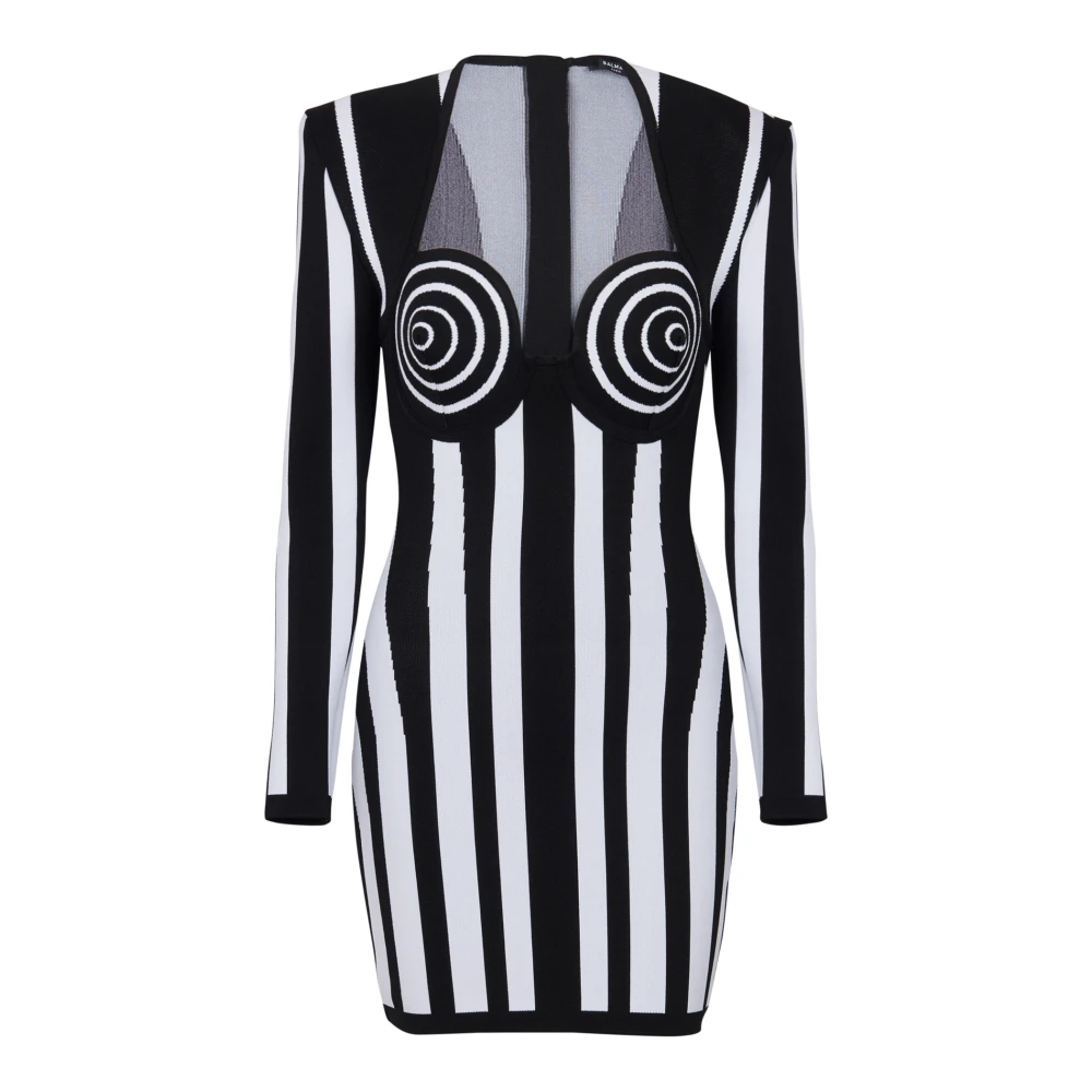 Balmain Jurk met gestreept patroon Black Dames