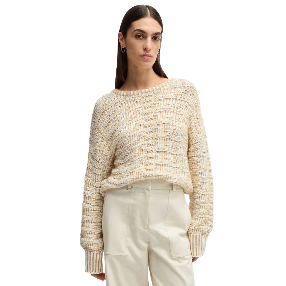 Hugo Boss Gestructureerde Cropped Sweater Wit White Dames