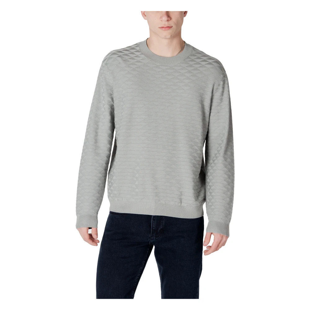 Armani Exchange Men's Gray Grey Knit Round Neck Jumper 2XL