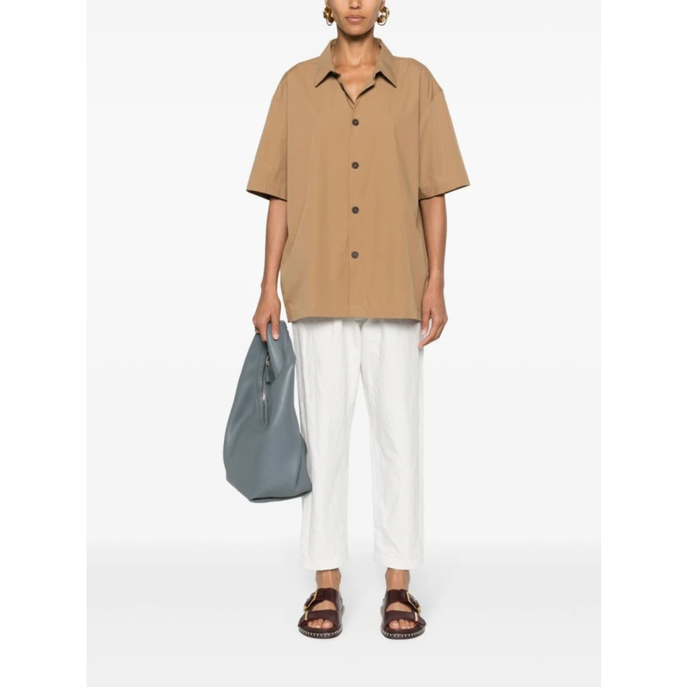 Studio Nicholson Beige Poplin Texture Klassieke Kraag Shirt Beige Dames