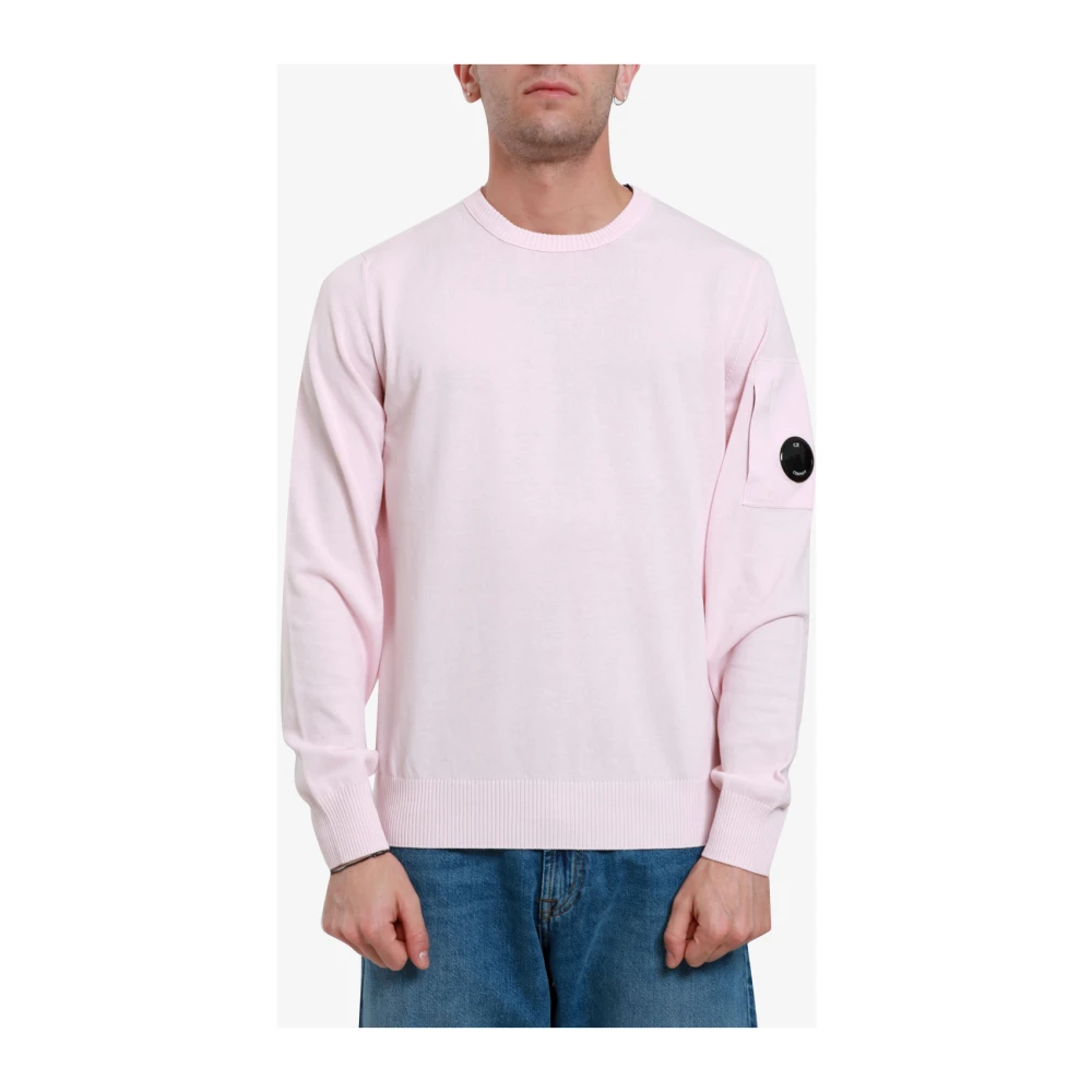 C.P. Company Roze Sweater met Logo Plaque Pink Heren