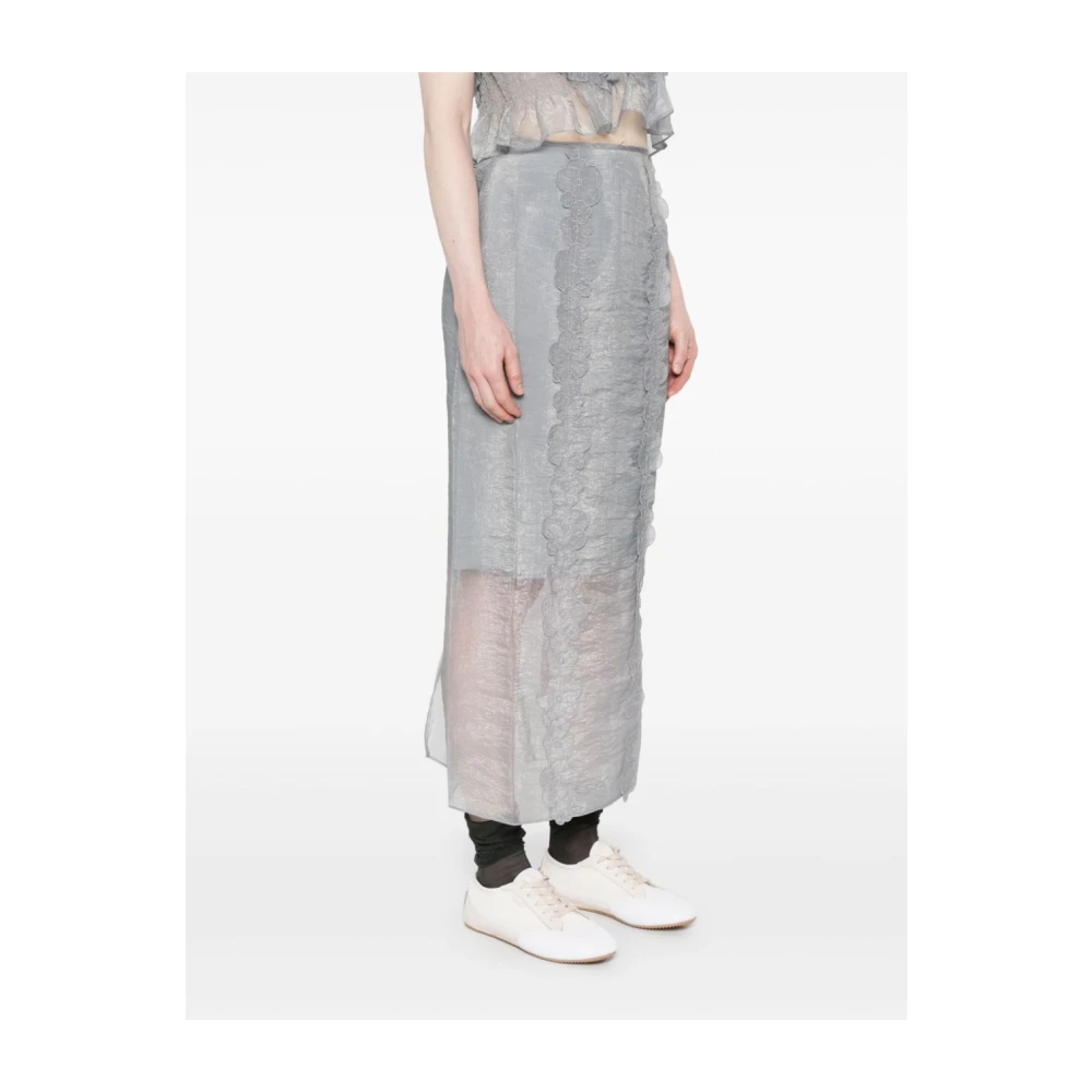 Cecilie Bahnsen Grijze Bloemen Organza Pencil Rok Gray Dames
