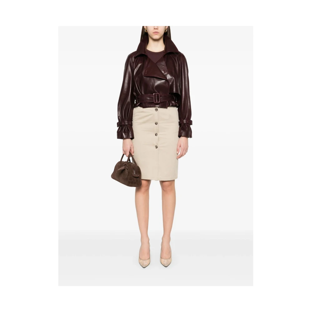 Anine Bing Beige Rok met Knoopsluiting en Zakken Beige Dames
