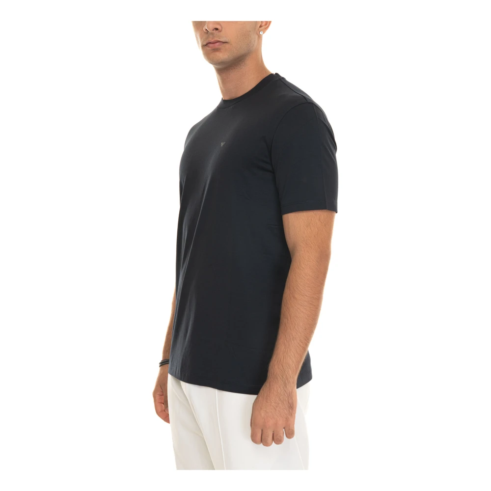 Emporio Armani Logo T-shirt ronde hals korte mouwen Blue Heren