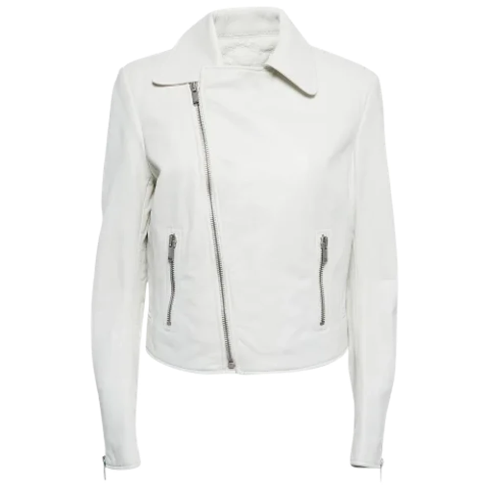 Pre-owned Hvit skinn Yves Saint Laurent jakke
