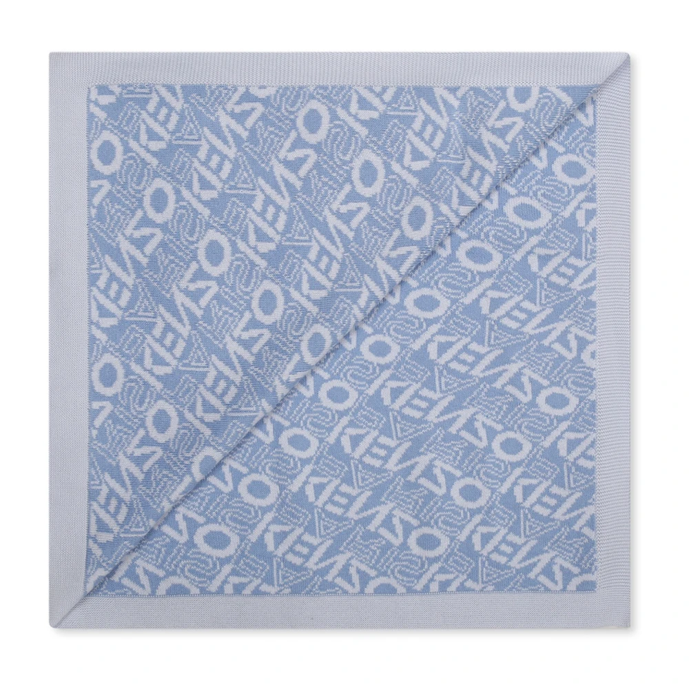 Kenzo Lichtblauw Gebreid Jacquard Deken Blue Unisex