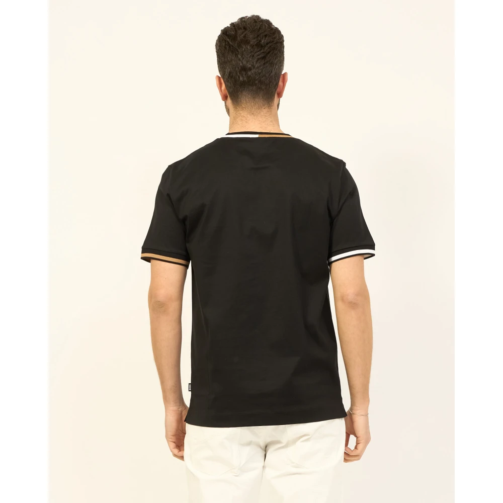 Boss Gestreept Zwart T-shirt Regular Fit Black Heren
