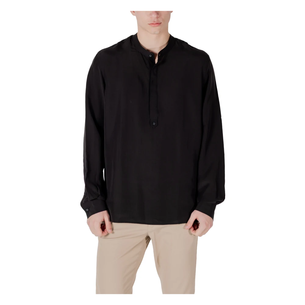 Antony Morato Men's Black Relaxed Fit Long-Sleeve Shirt