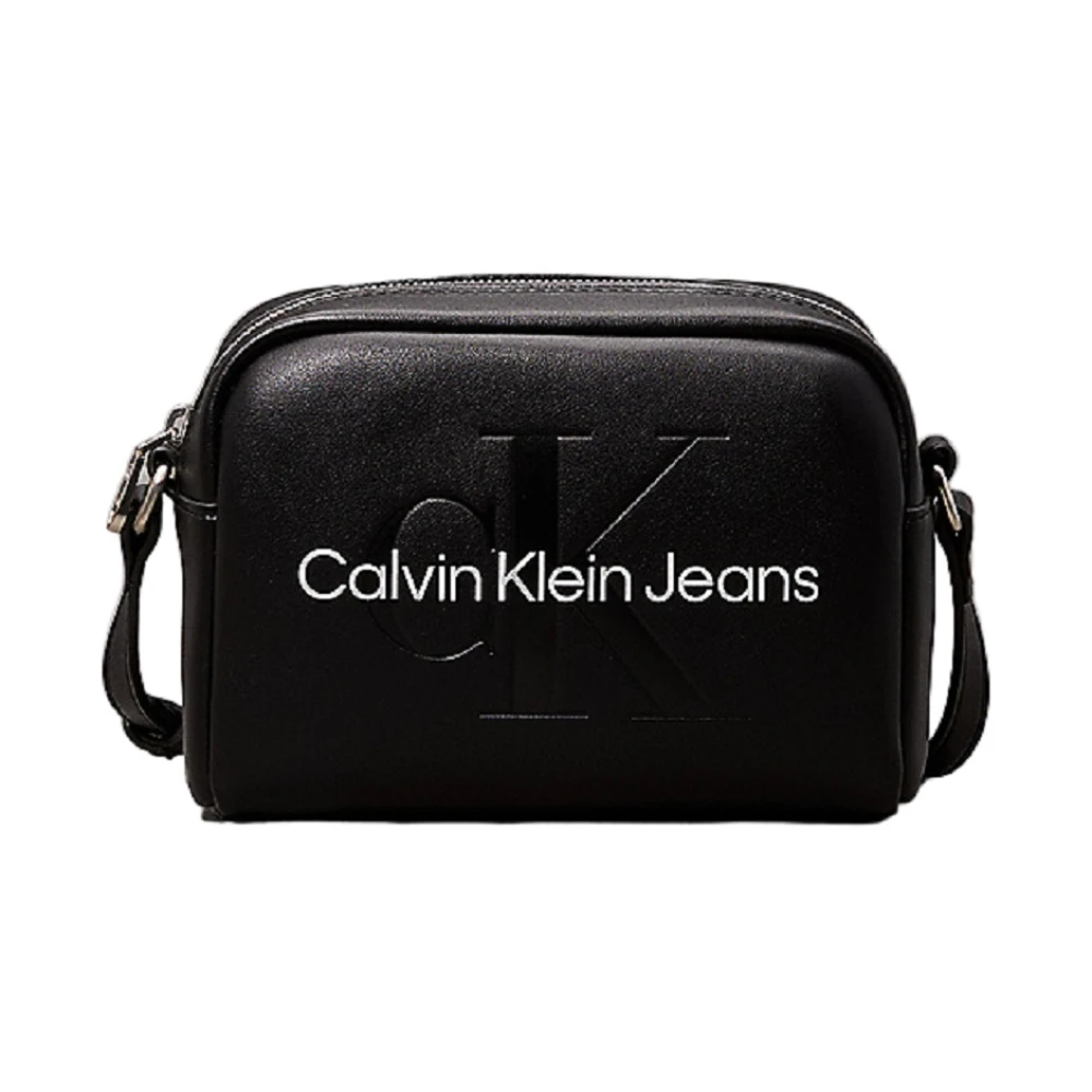 Calvin Klein Zwarte Eco Leren Schoudertas Black Dames