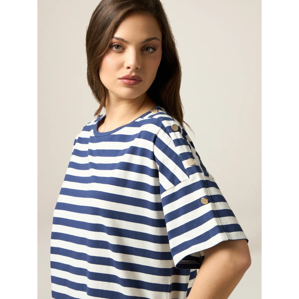 Oltre Gestreept katoenmix T-shirt Multicolor Dames