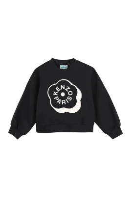 Sweatshirt med rund hals och logotyp