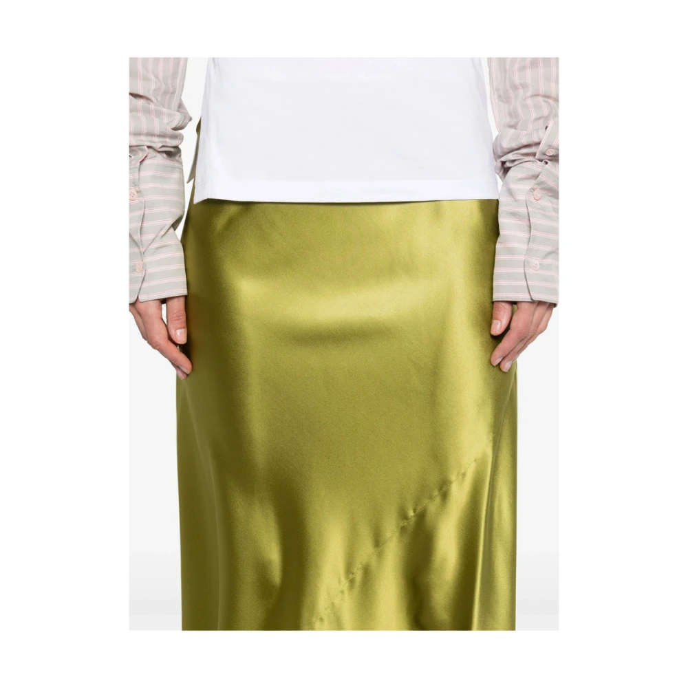 Dries Van Noten Olijfgroene Elastische Taille Rok Green Dames