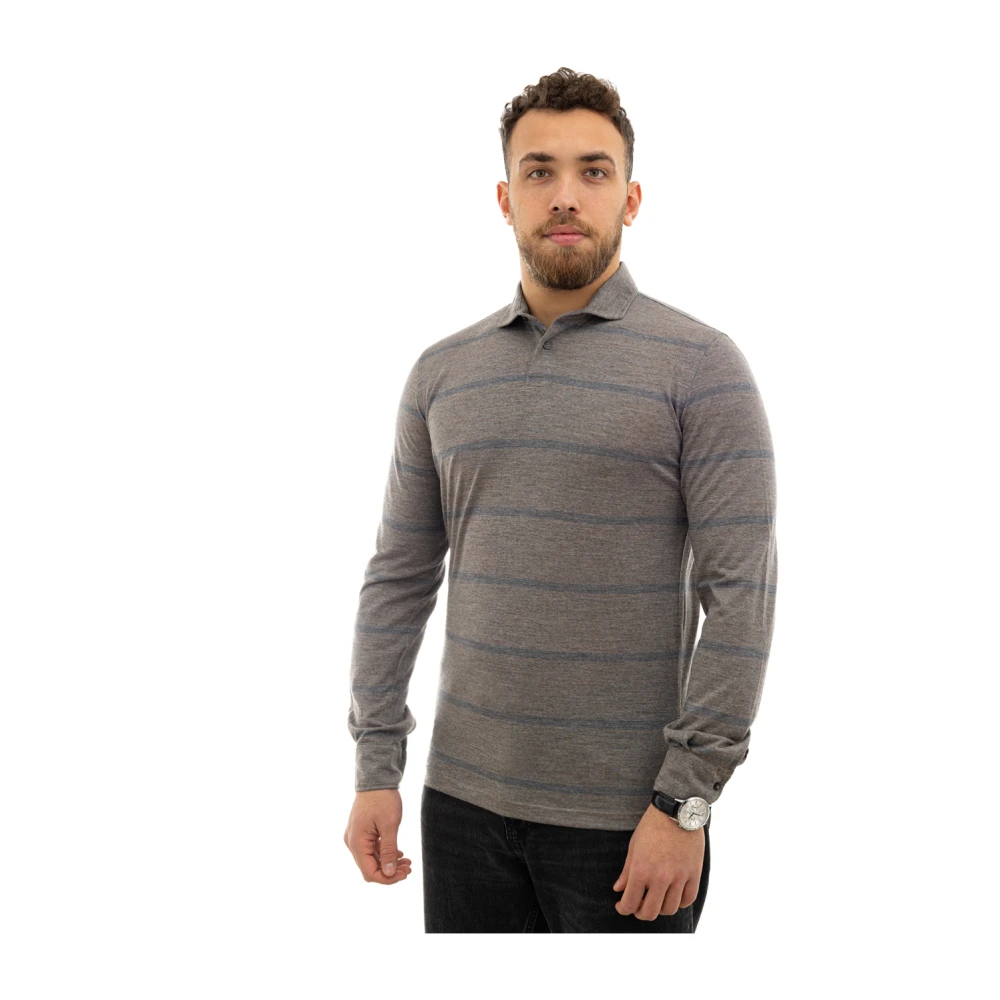 Corneliani Blauw gestreept overhemd wol lange mouw Gray Heren