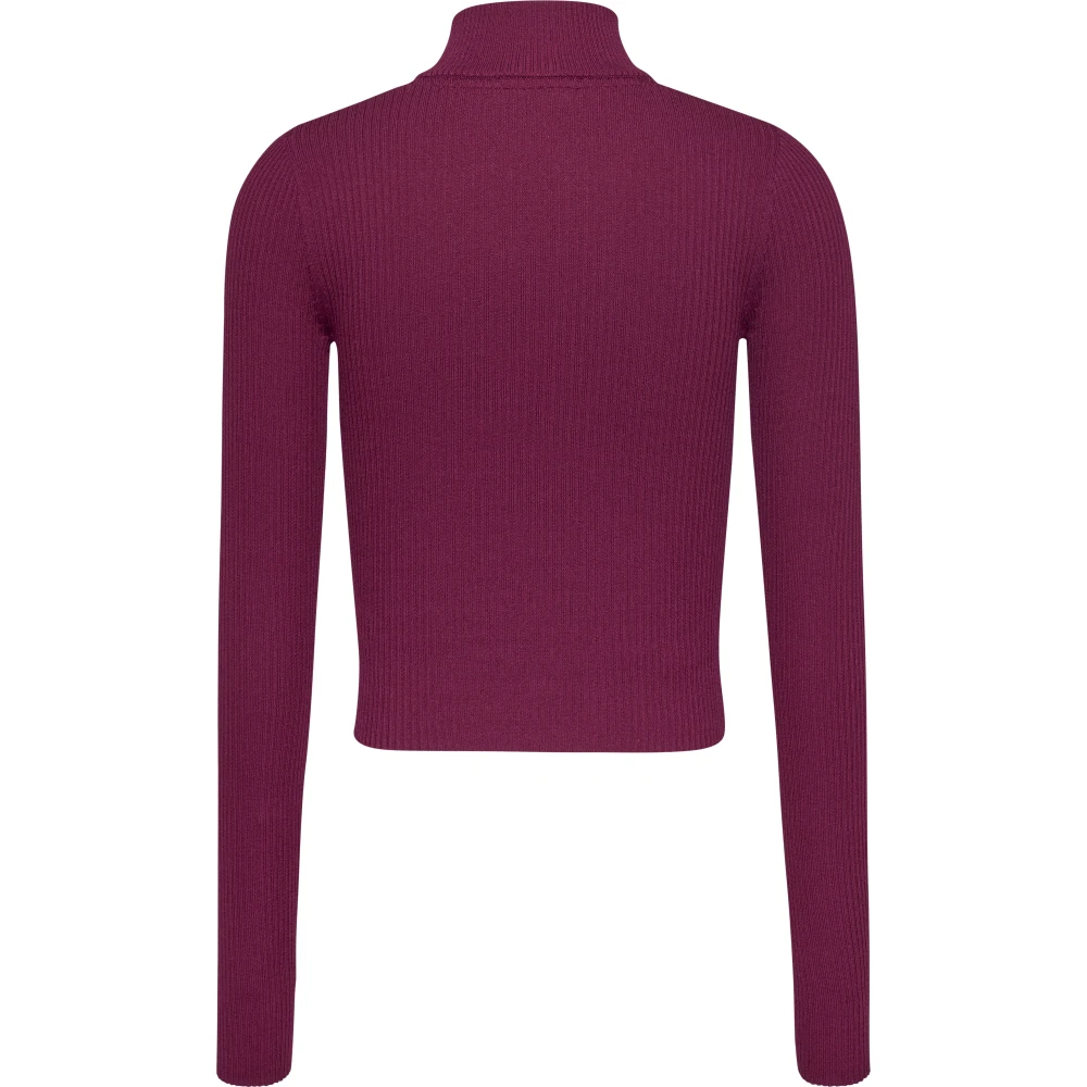 Tommy Jeans Bordeaux Hoge Hals Rits Trui Red Dames