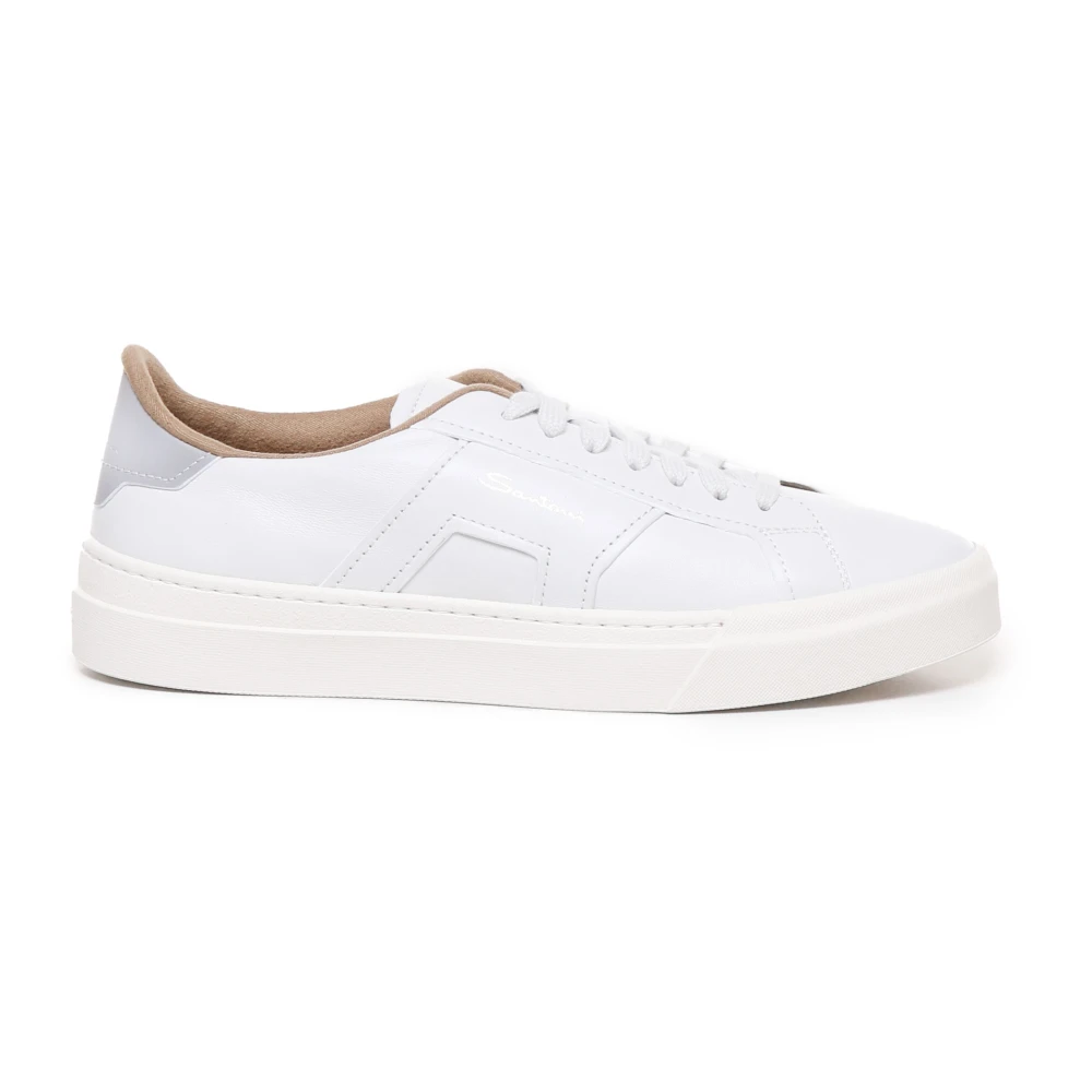 Santoni Suede Sneakers med Snörning White, Herr