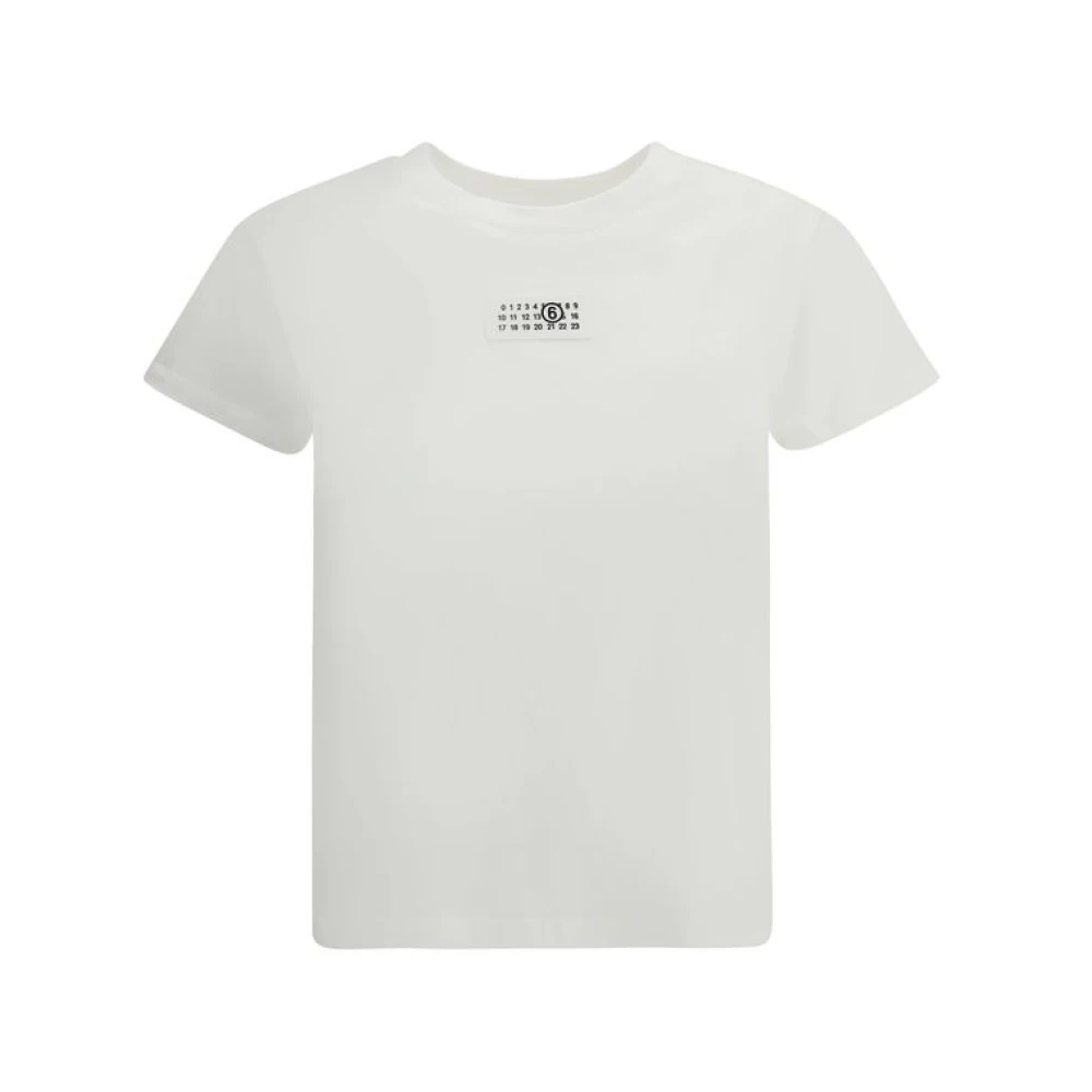 MM6 Maison Margiela Logo Patch T-shirt van katoen White Dames