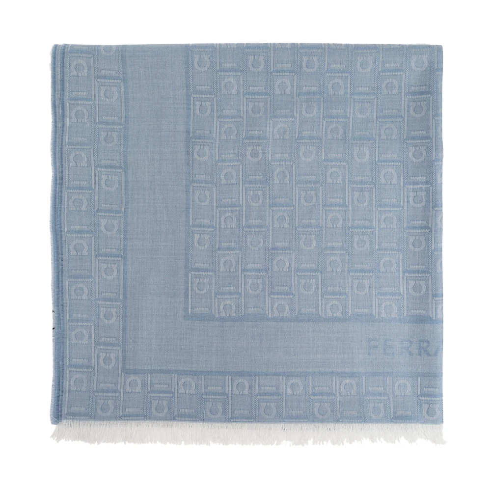 Salvatore Ferragamo Sjaal met logo Blue Heren
