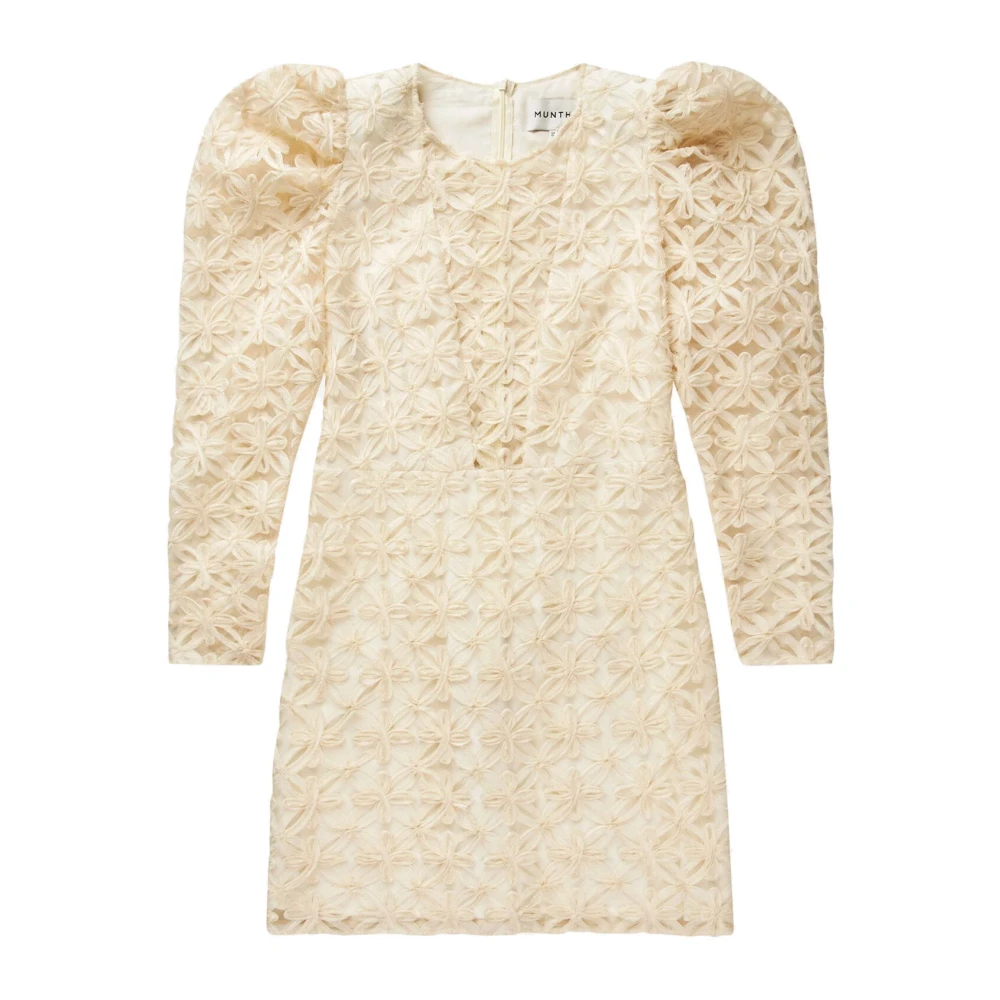 Munthe Elegante semi-transparante jurk met geborduurde bloemen Beige Dames