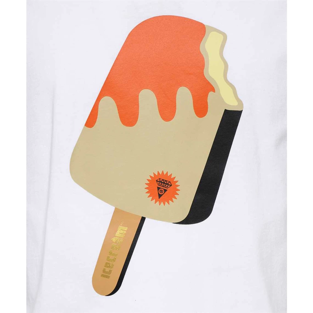 Icecream Katoenen T-shirt met Front Print White Heren