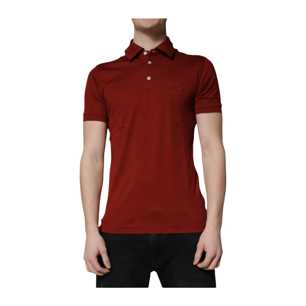 Dolce & Gabbana , Polo Shirts, Male, Red, Xs, Logo Collared Polo