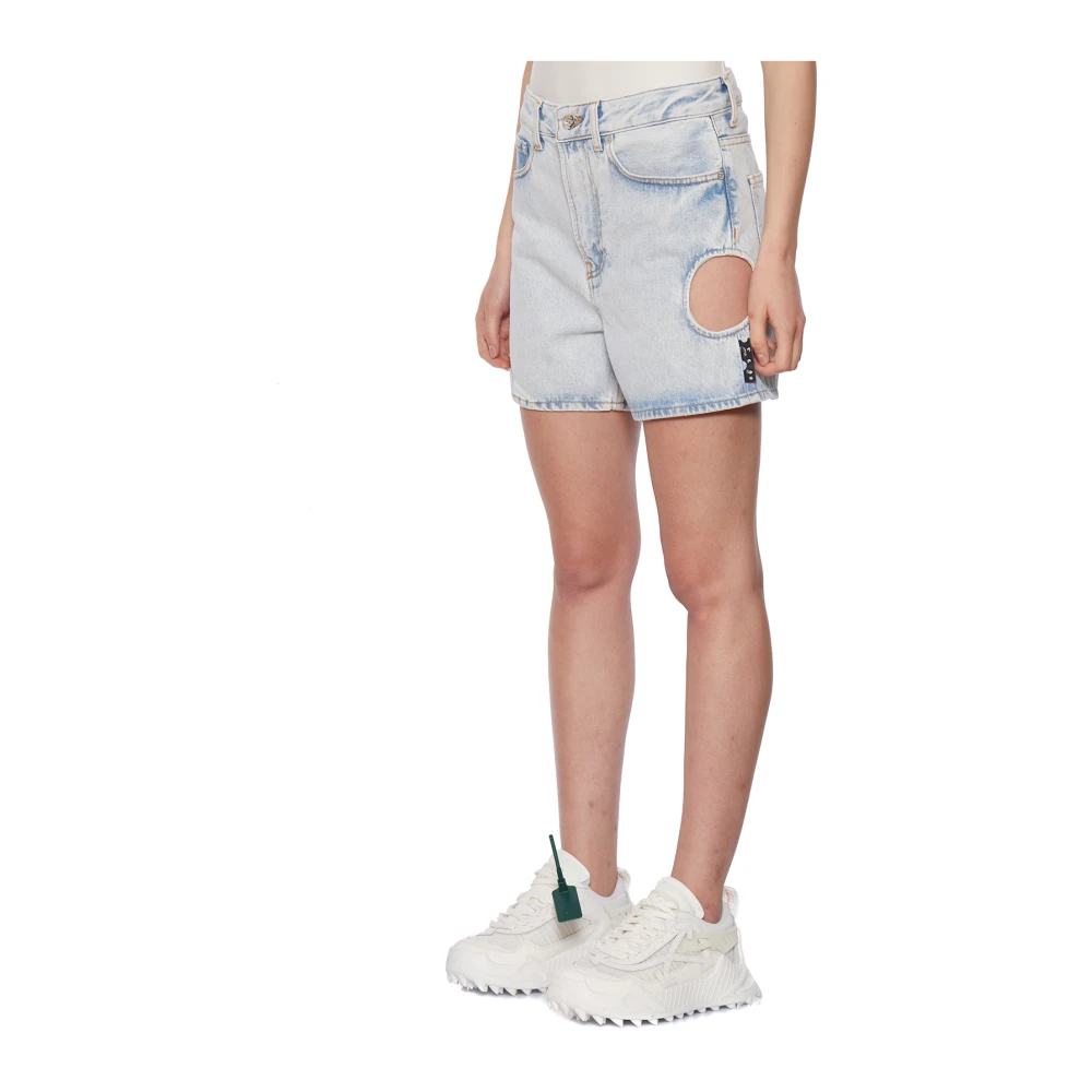 Off White Korte spijkerbroek Blue Dames