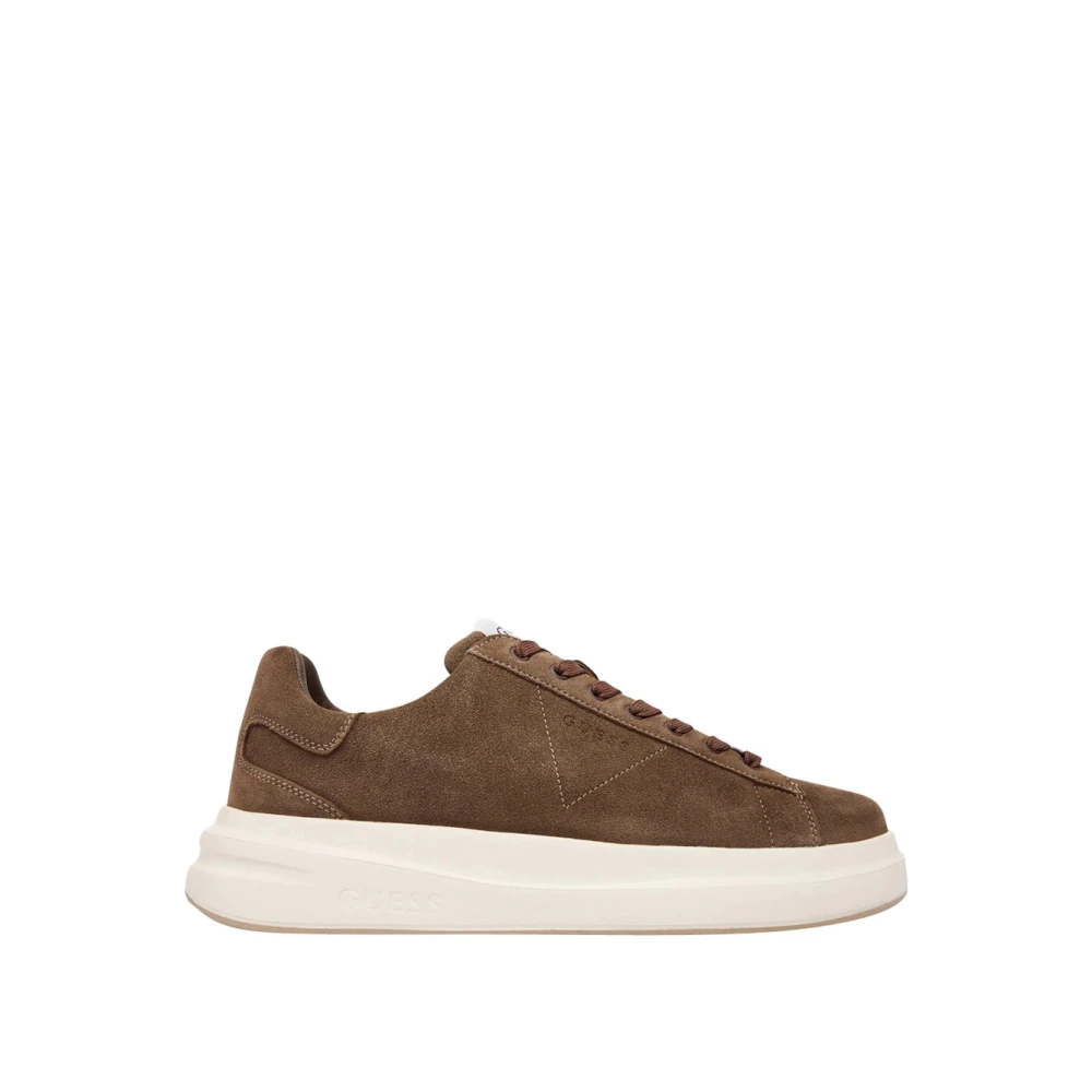 Guess Men's Brown Elba Genuine Suede Sneaker - Sneakers - 7 Uk - Shoes