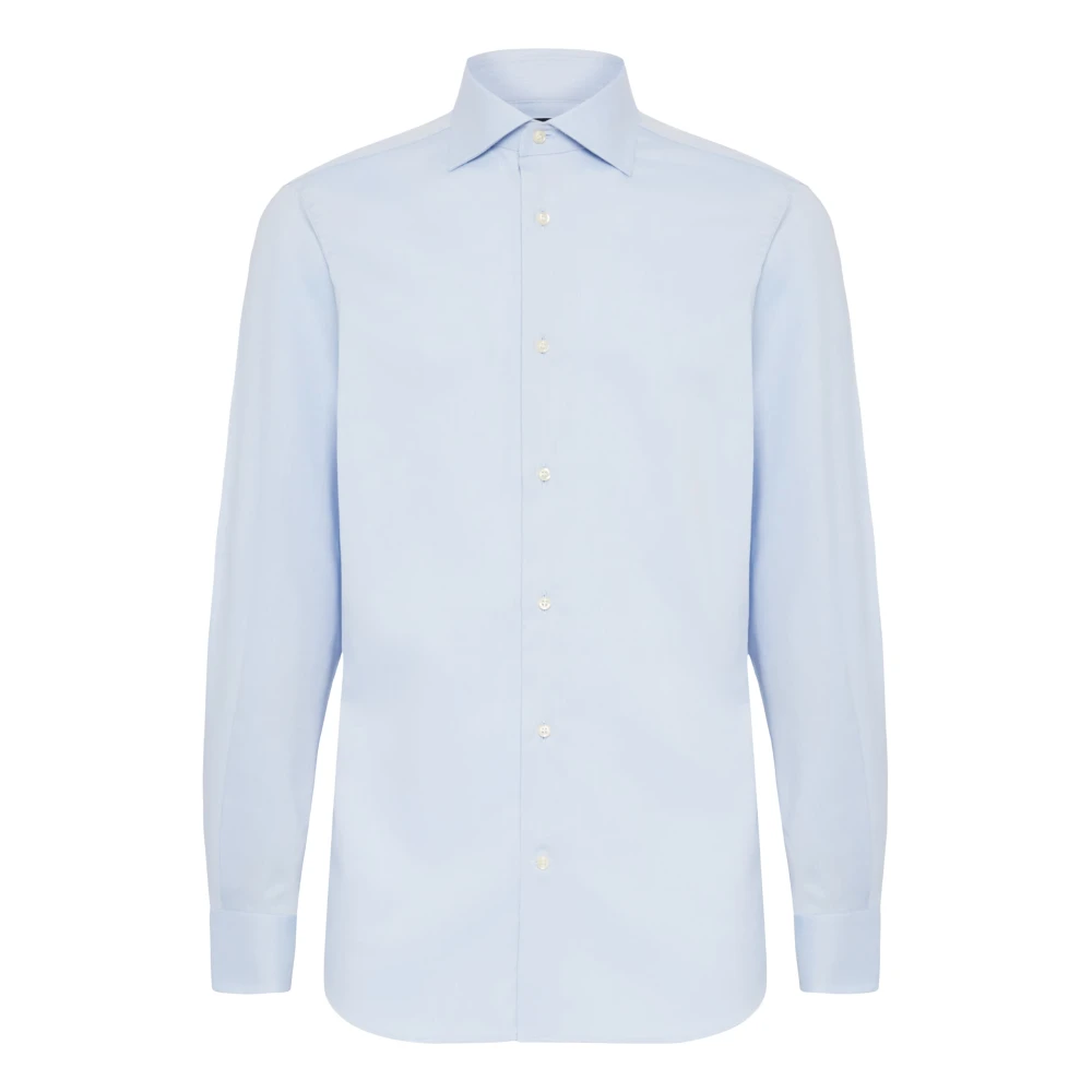 Boggi Milano Regular Fit Katoenen Dobby Overhemd Blue Heren