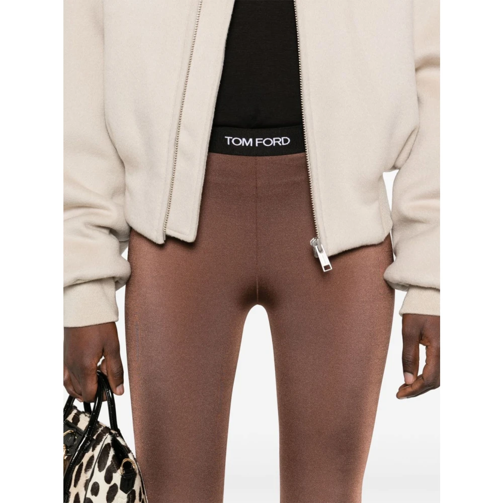 Tom Ford Aarde Bruine Skinny Cut Broek Beige Dames