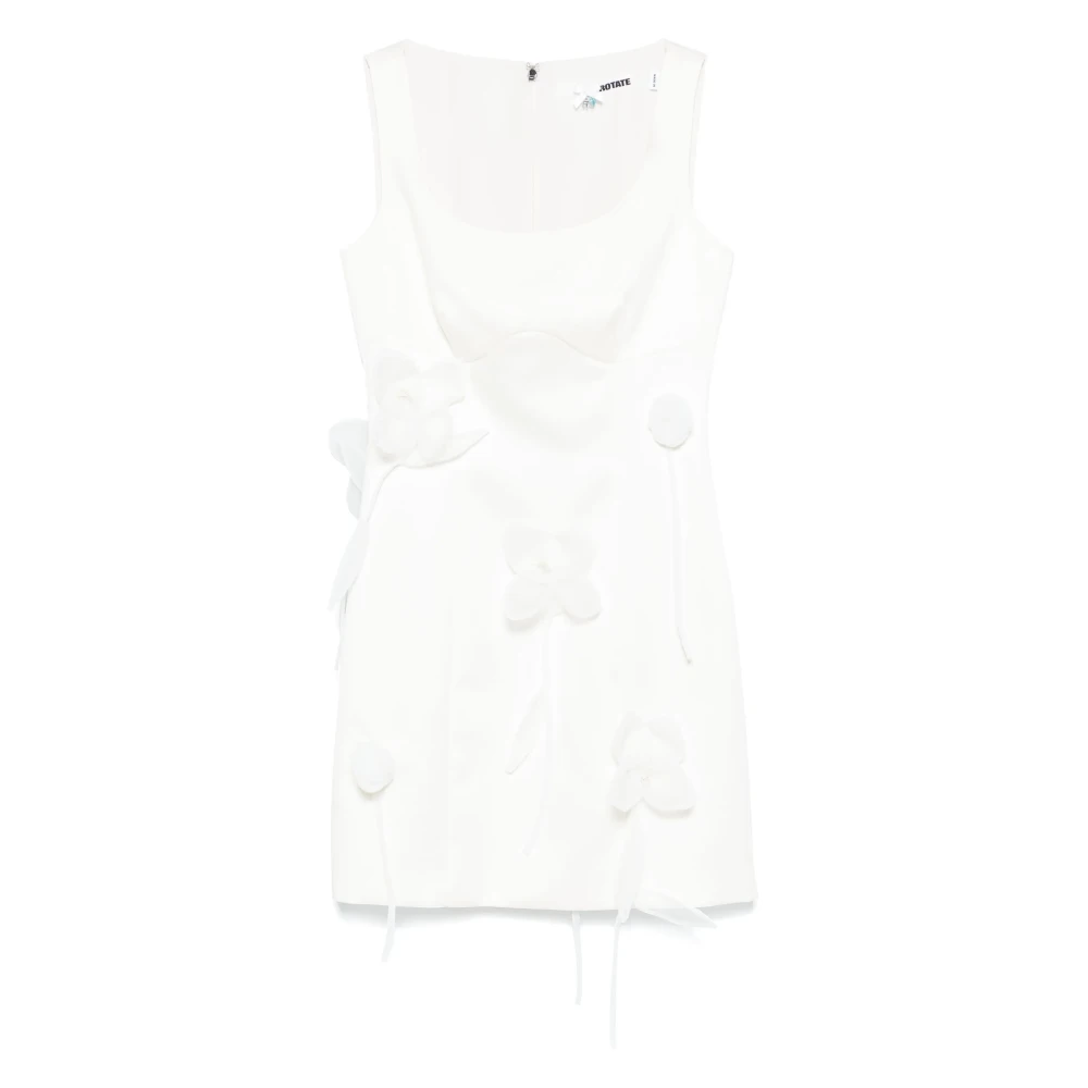 Rotate Birger Christensen Witte Bloemen Applicatie Vierkante Hals Jurk White Dames