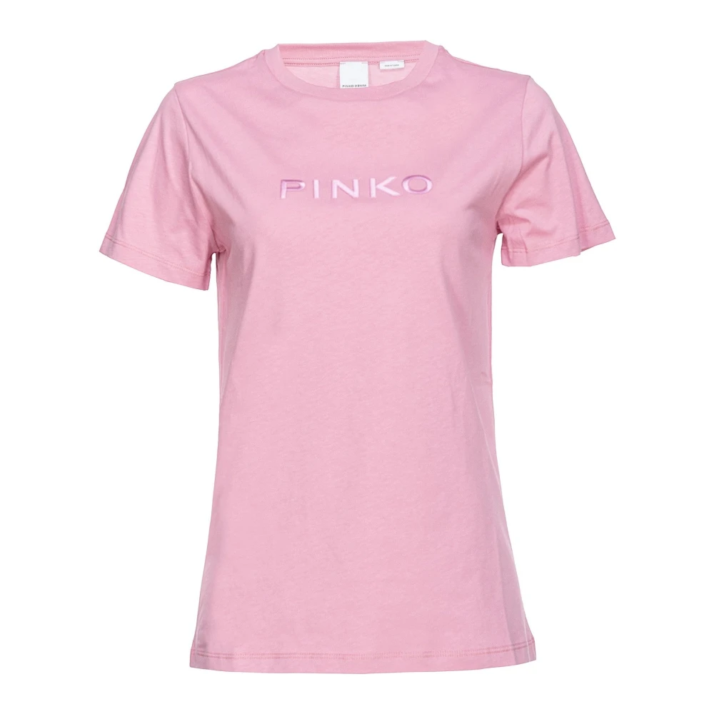 Pinko Geborduurd Logo Roze T-shirts en Polos Pink Dames