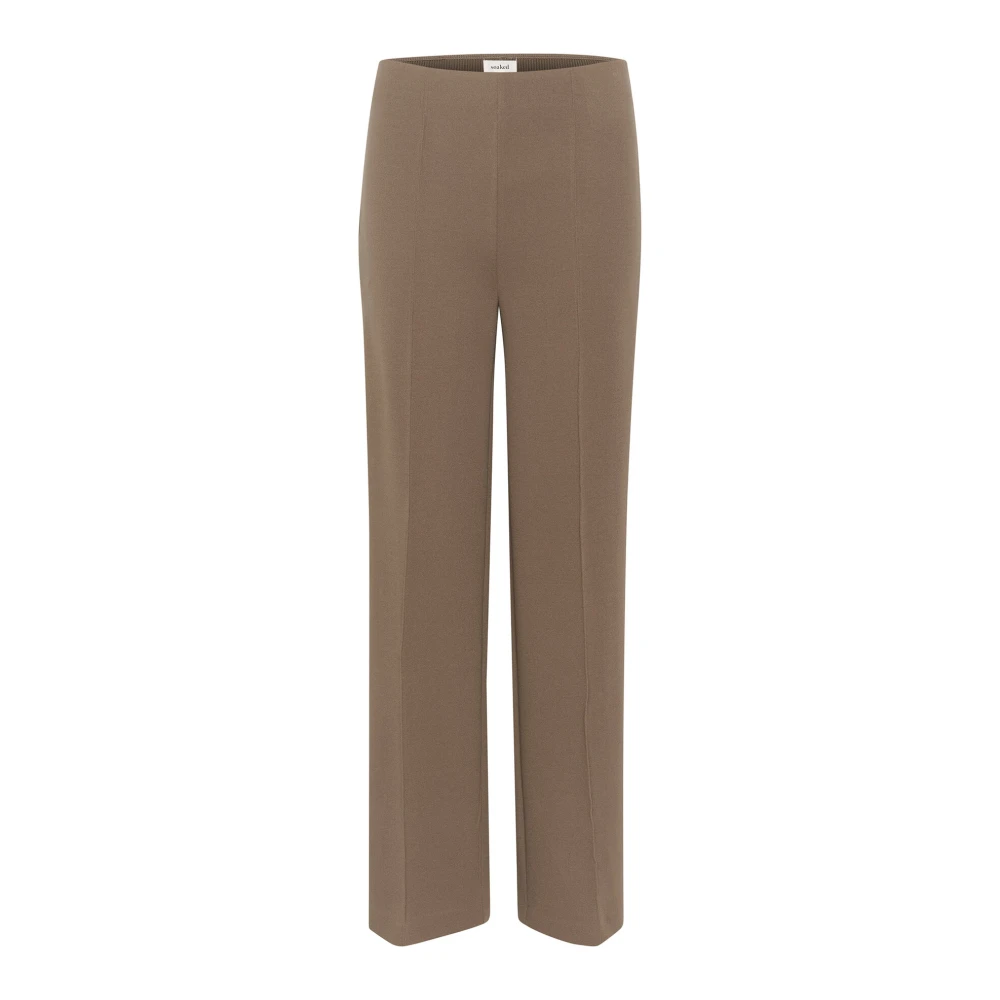 Soaked in Luxury Elastische Taille Straight Leg Broek Morel Brown Dames