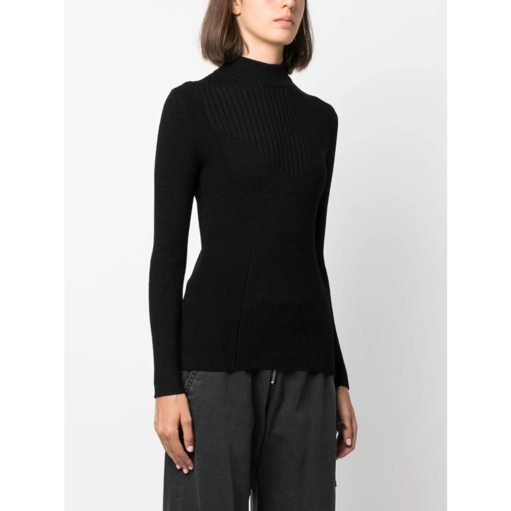 Isabel marant Zwarte Geribbelde Stretch Wollen Trui Black Dames