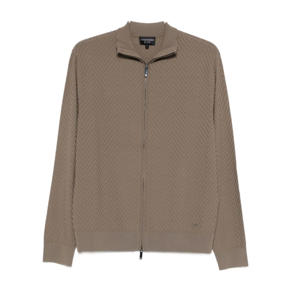 Emporio Armani Grå Stickad Tröja Med Rund Hals