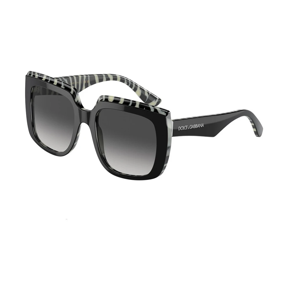 Dolce & Gabbana Stijlvolle zonnebril met zwarte montuur en grijze lenzen Black Dames