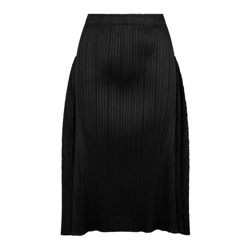 Issey Miyake Geplooide Midi Rok met Uitlopend Detail Black Dames