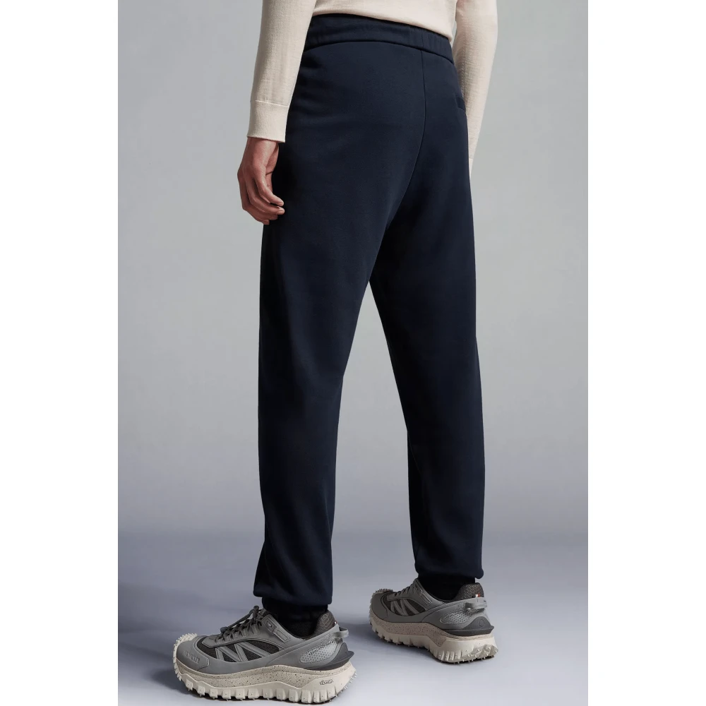 Moncler Navy Blauwe Fleece Joggers Blue Heren
