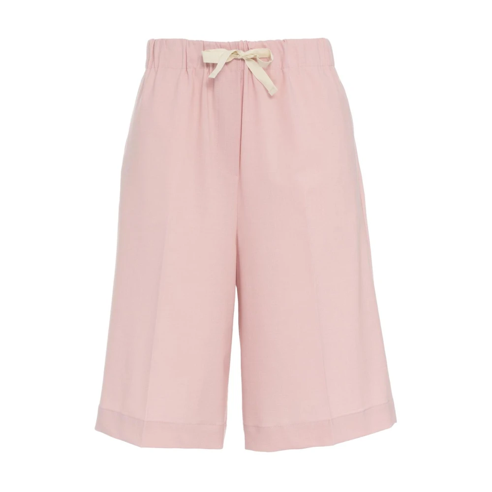 Semicouture Roze Bermuda's Wolmix Elastische Tailleband Pink Dames