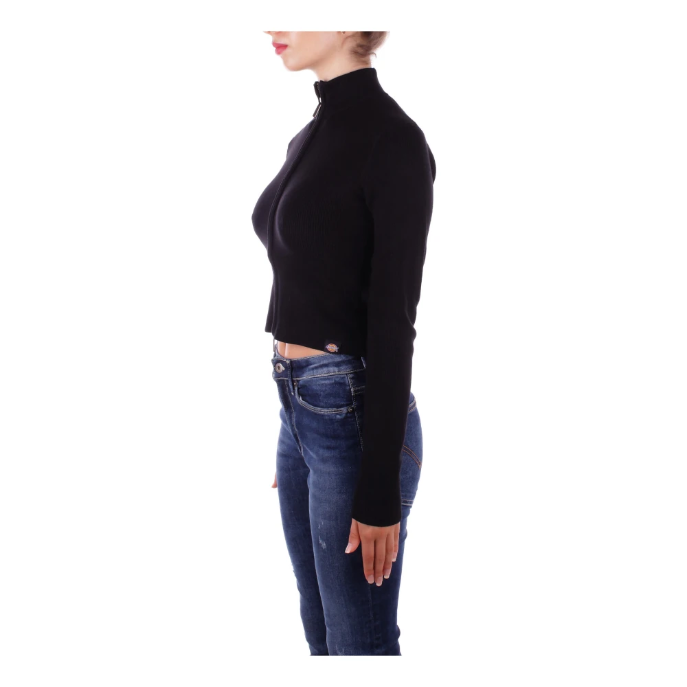Dickies Zwarte Logo Front Zip Sweater Black Dames